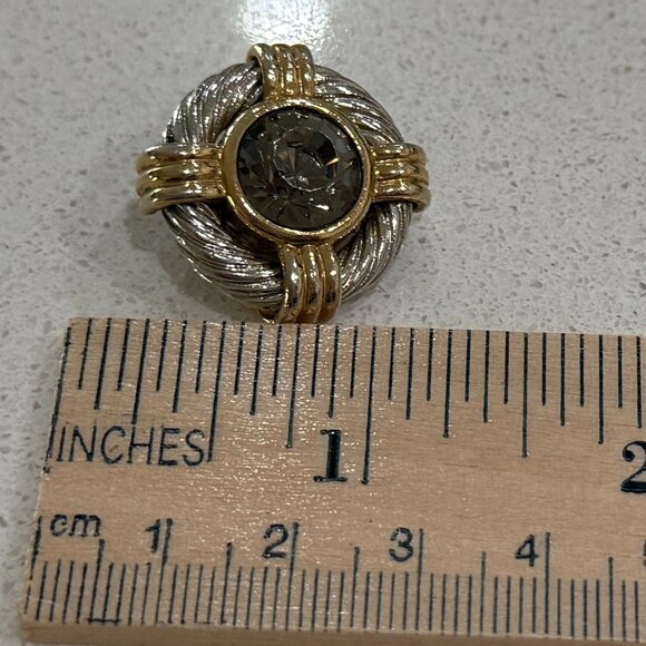 Chunky Clip On Earrings with Glass Stone - Picture 3 of 6